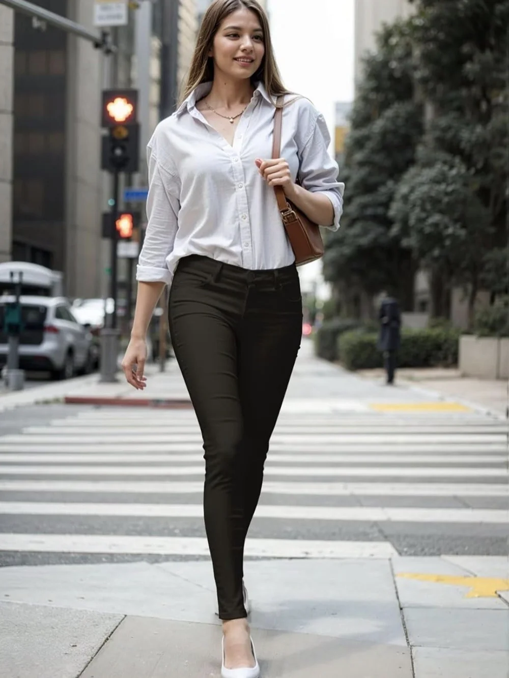 Black High-Waist Skinny Pants - Picture 2 of 8